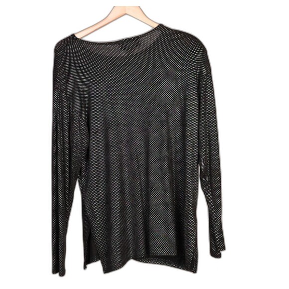 Women's Amanda Black Pull Over Shirt w/ Multicolored Metallic Polka Dots Size L - Picture 2 of 3